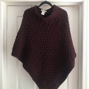 Raspberry knit poncho